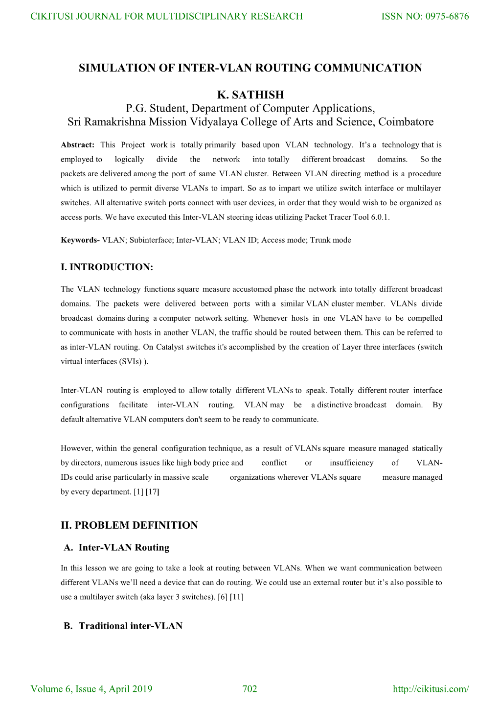 Simulation of Inter-Vlan Routing Communication