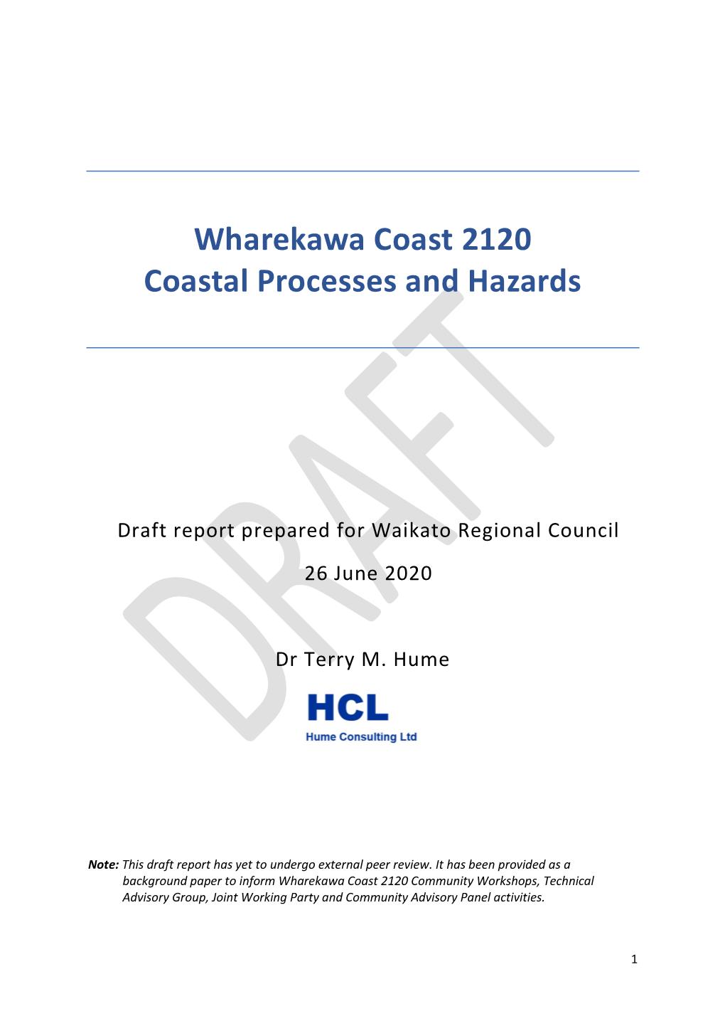 Wharekawa Coast 2120 Coastal Processes and Hazards