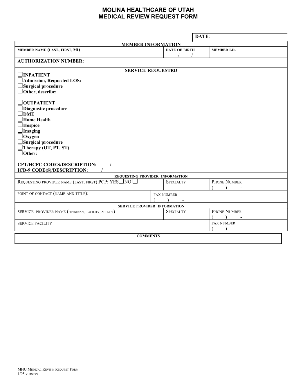Medical Review Request Form