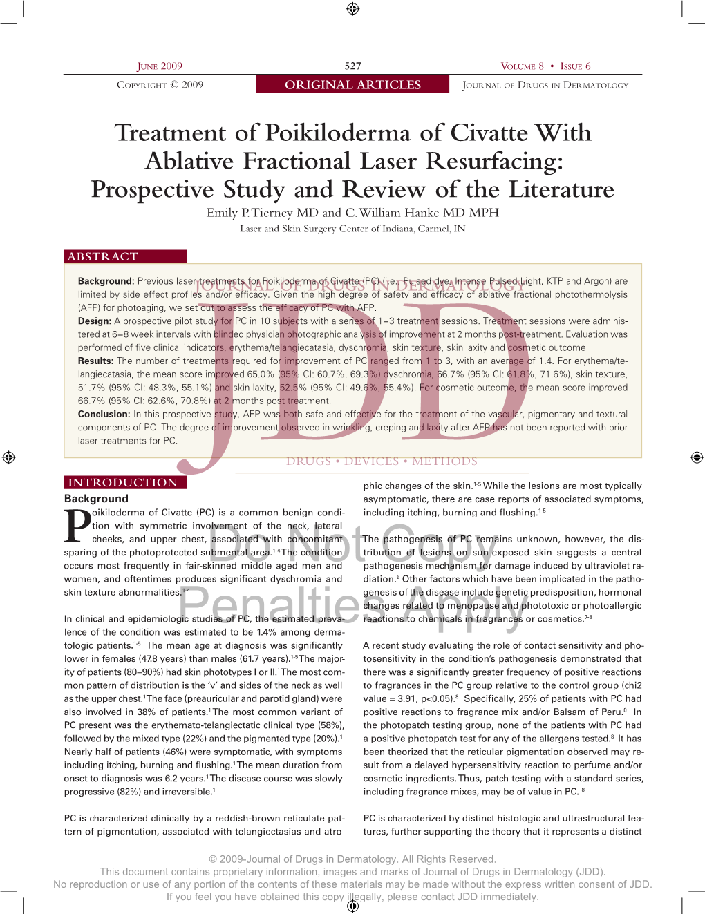 Treatment of Poikiloderma of Civatte with Ablative Fractional Laser Resurfacing: Prospective Study and Review of the Literature Emily P