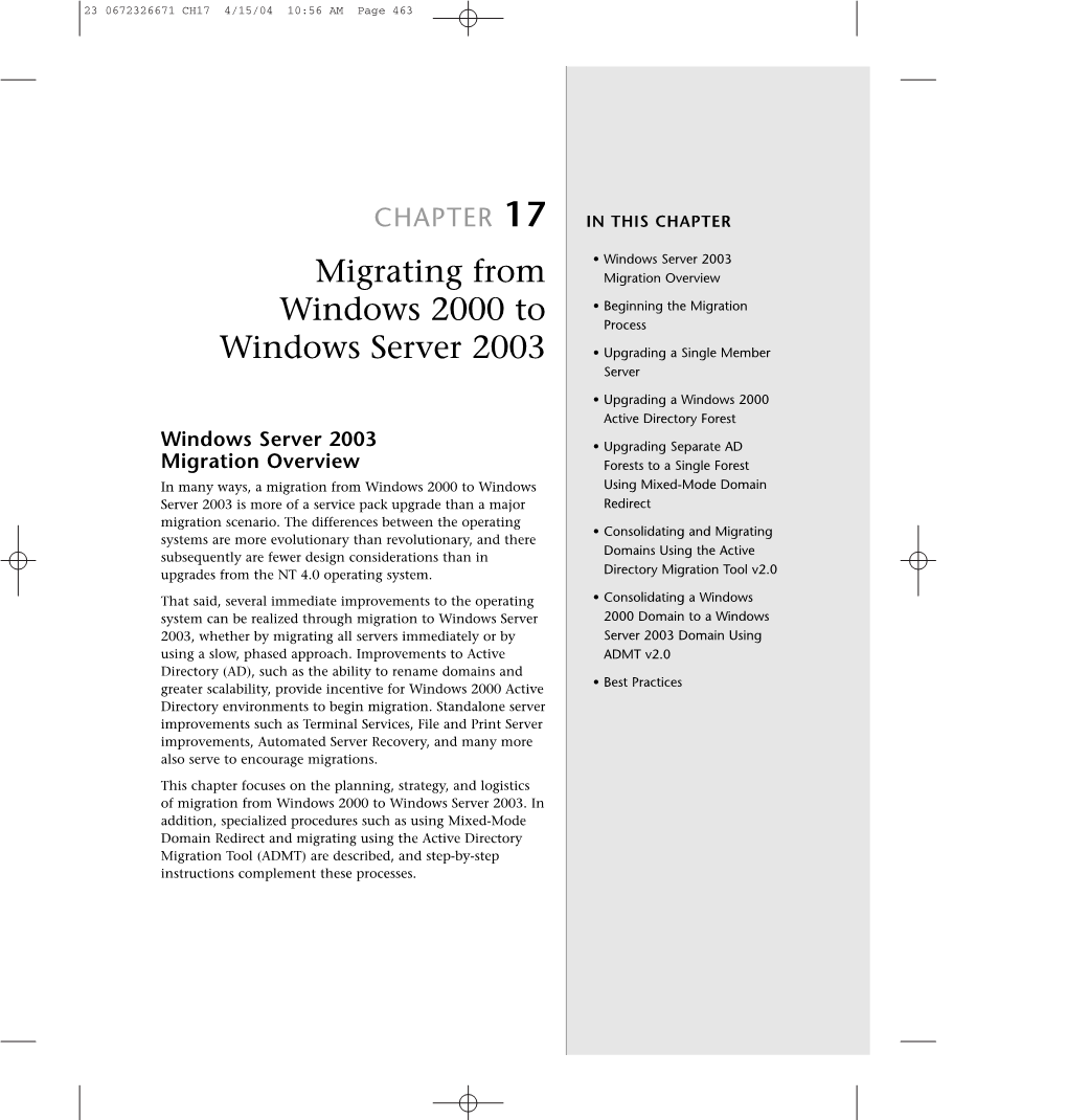 Migrating from Windows 2000 to Windows Server 2003