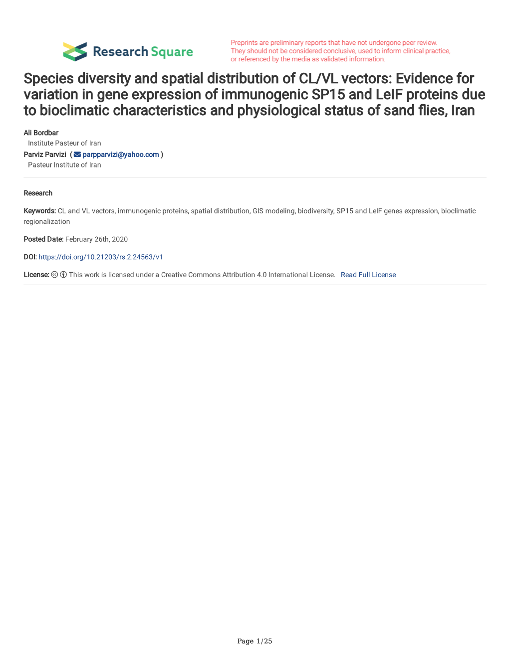 Evidence for Variation in Gene Expression of Immunogenic SP15 and Leif Proteins Due to Bioclimatic Characteristics and Physiological Status of Sand Fies, Iran