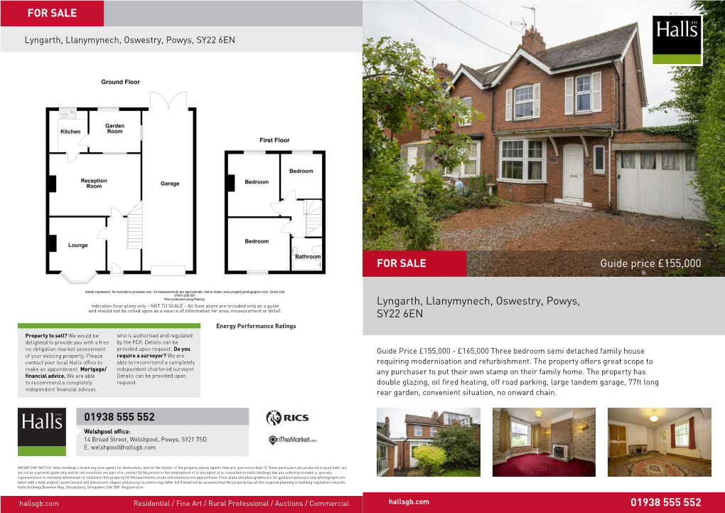 Guide Price £155,000 Lyngarth, Llanymynech, Oswestry, Powys