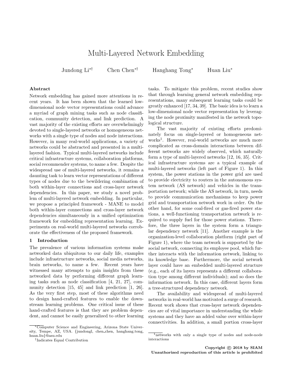 Multi-Layered Network Embedding