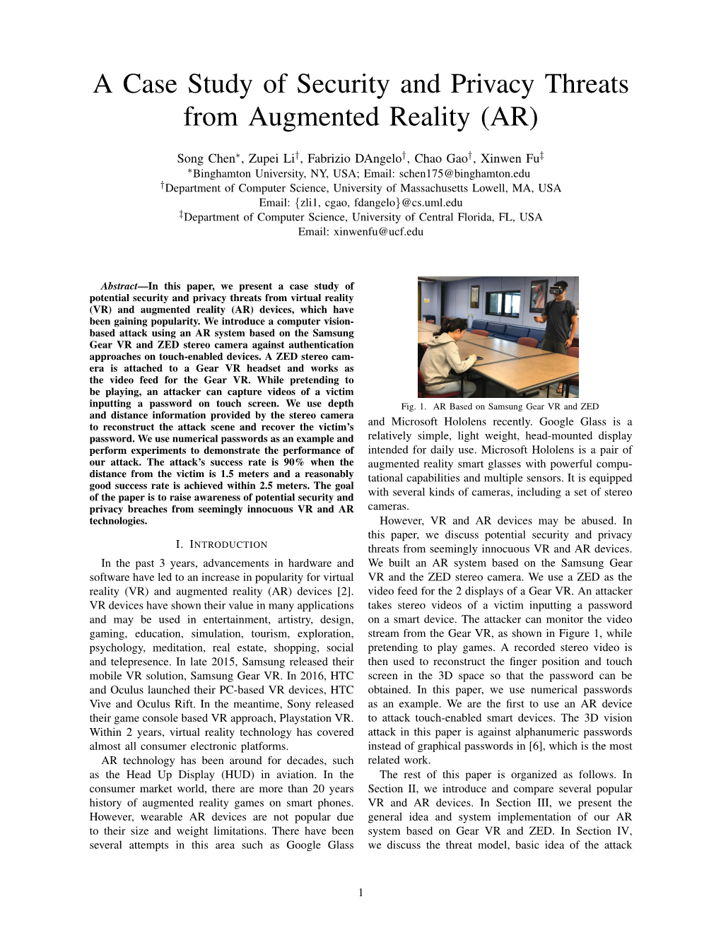 A Case Study of Security and Privacy Threats from Augmented Reality (AR)