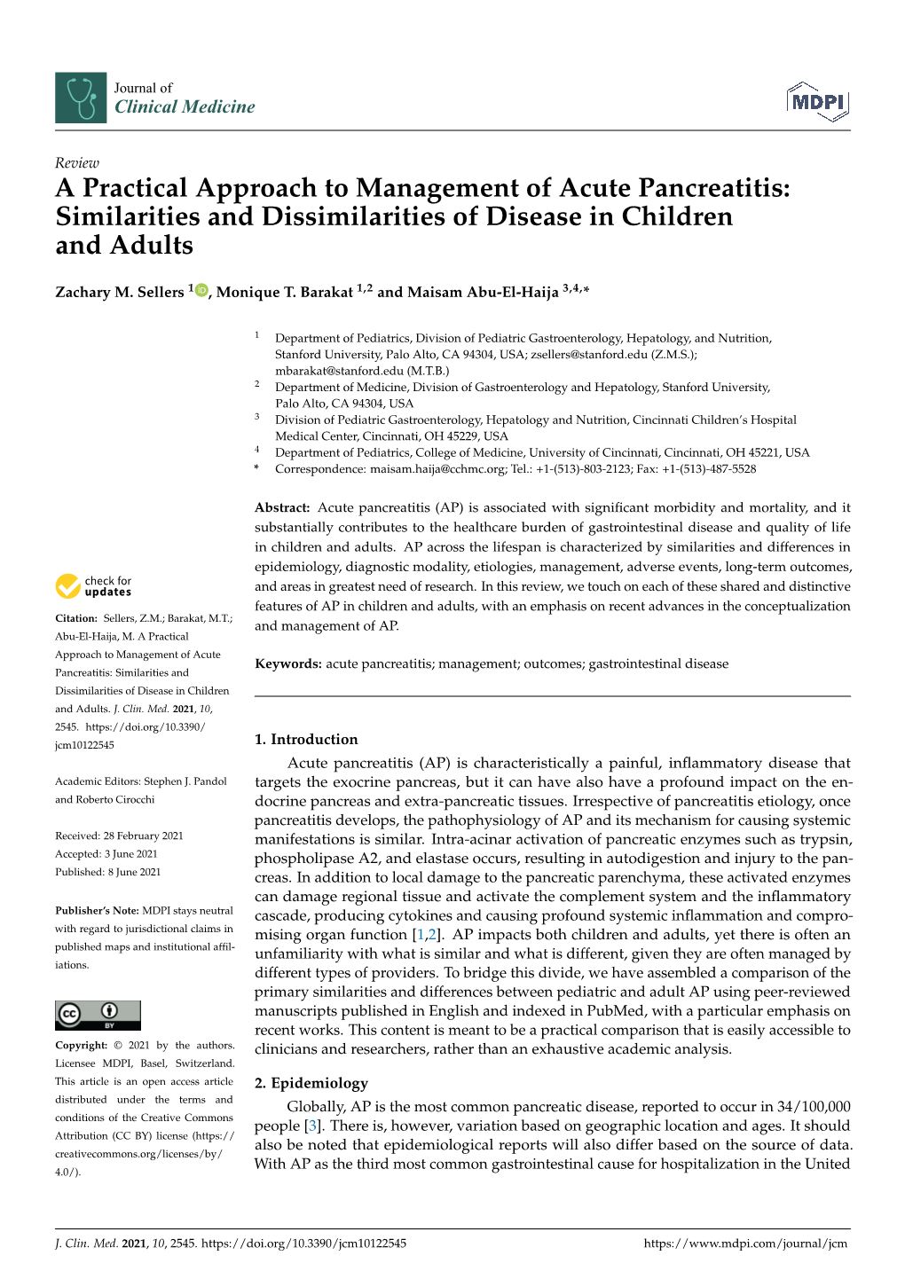 A Practical Approach to Management of Acute Pancreatitis: Similarities and Dissimilarities of Disease in Children and Adults