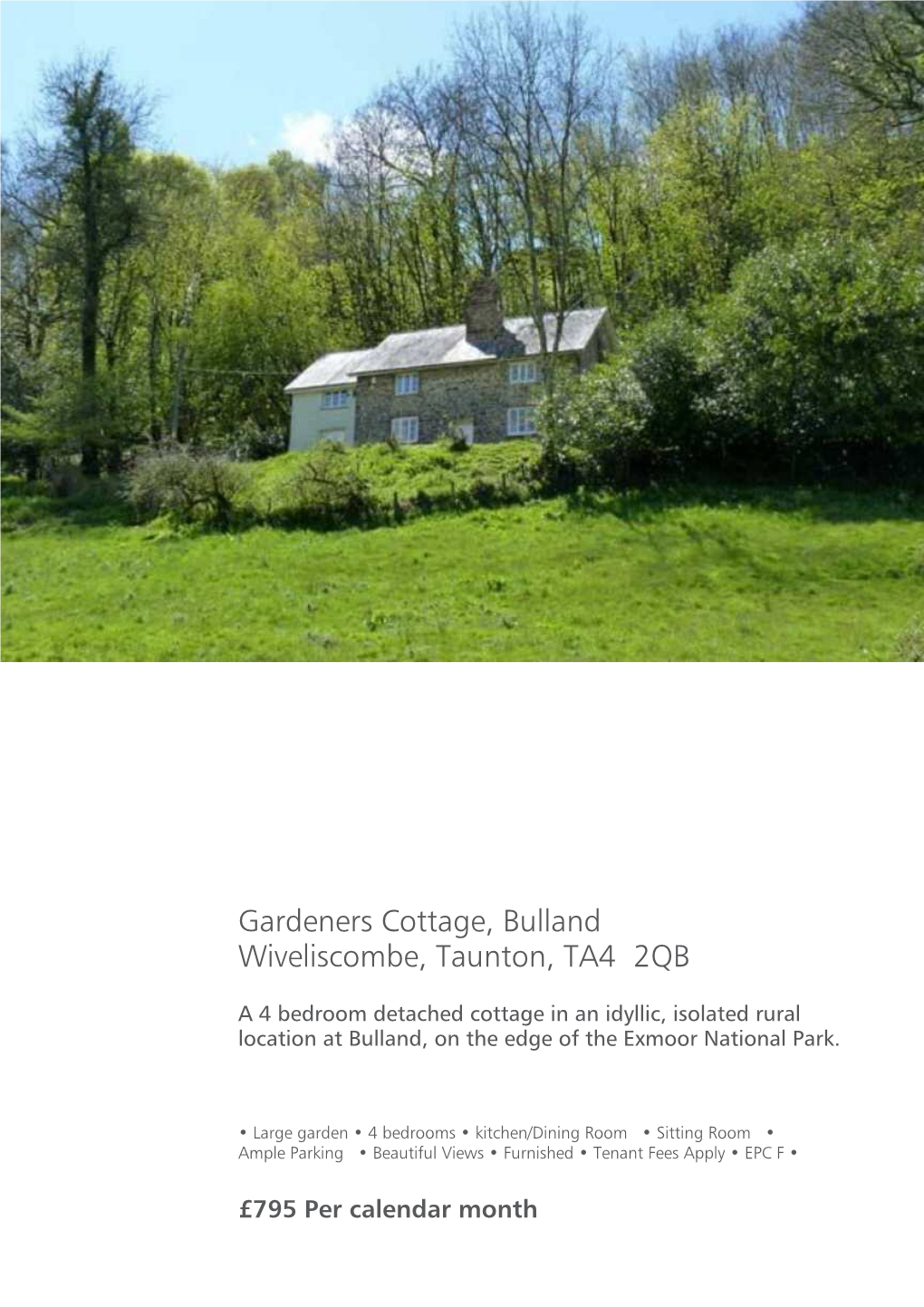 Gardeners Cottage, Bulland Wiveliscombe, Taunton, TA4 2QB