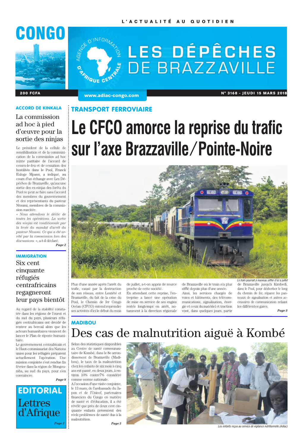 Le CFCO Amorce La Reprise Du Trafic Sur L'axe Brazzaville / Pointe-Noire