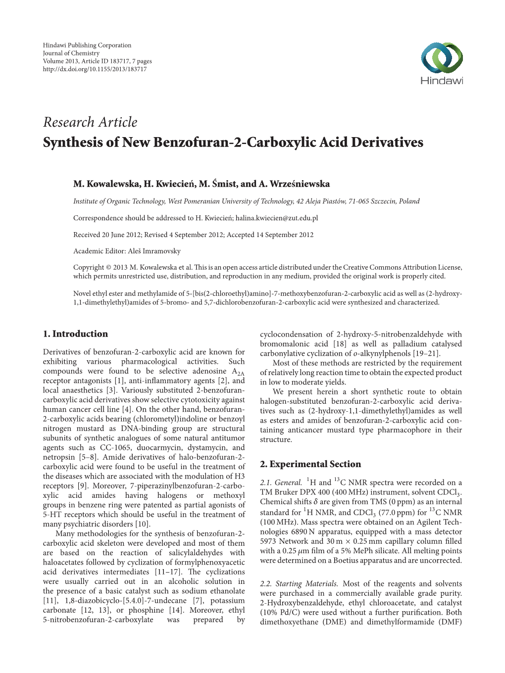 Synthesis of New Benzofuran-2-Carboxylic Acid Derivatives