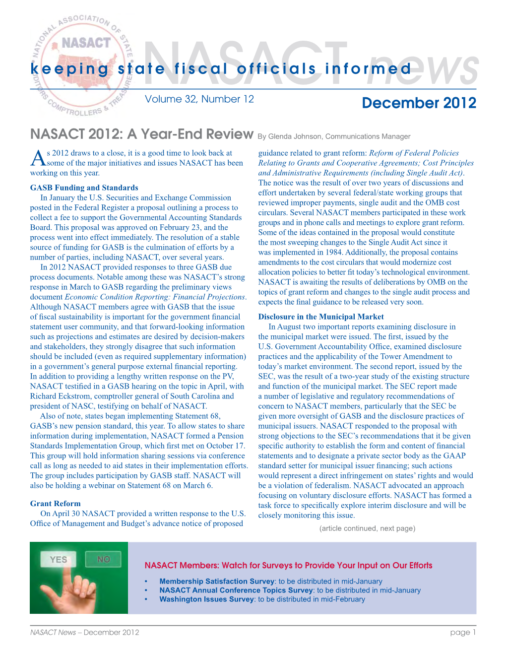 NASACT News, December 2012