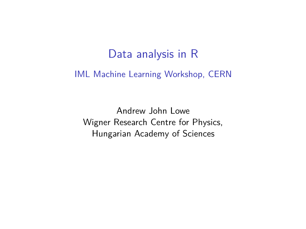 Data Analysis in R