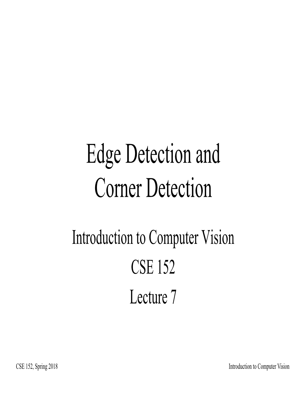 Edge Detection and Corner Detection