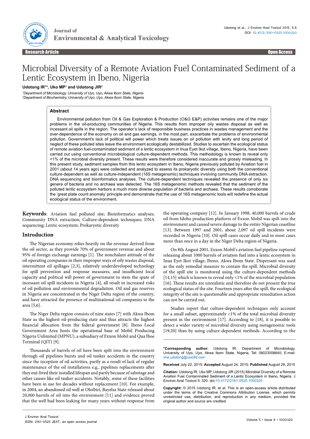 Microbial Diversity of a Remote Aviation Fuel Contaminated