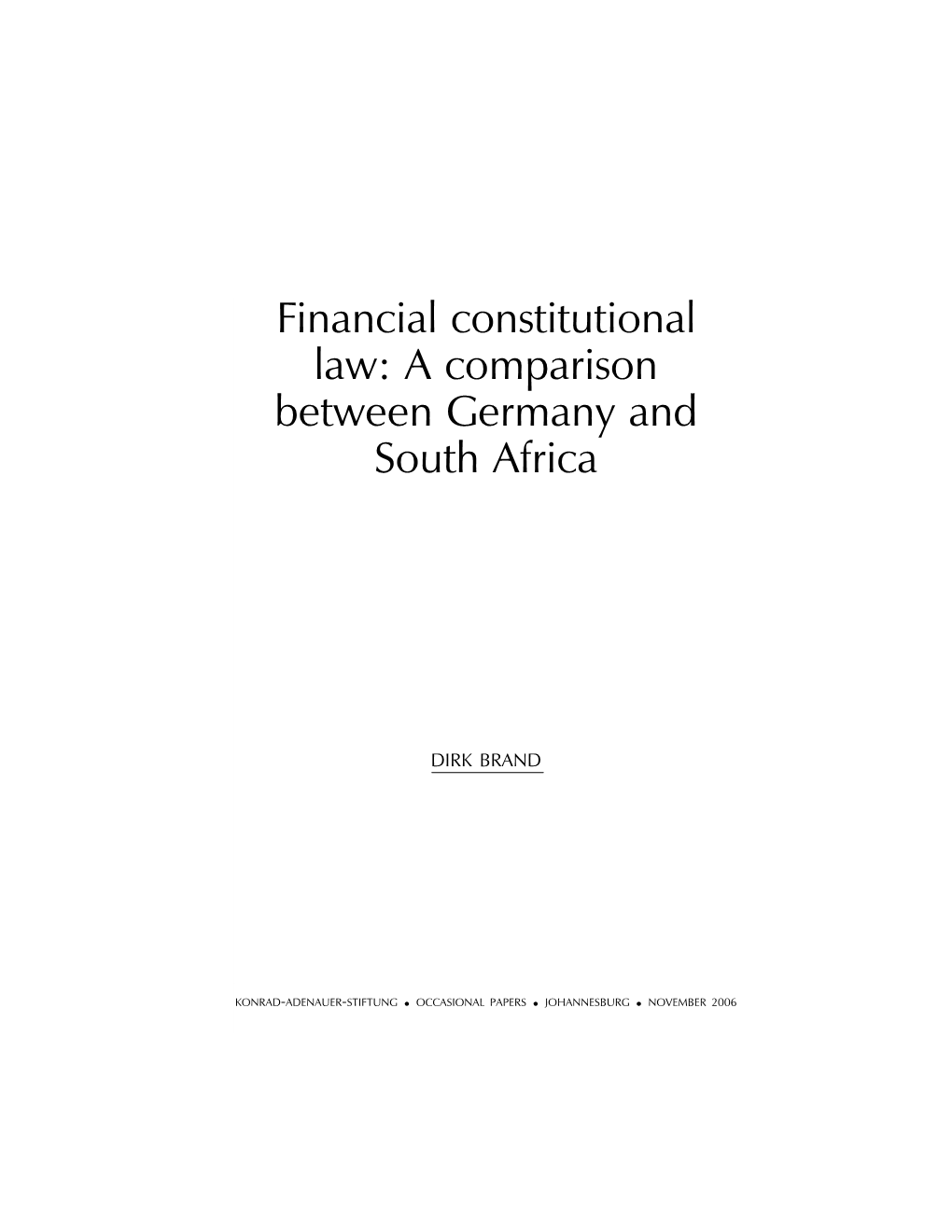 Financial Constitutional Law: a Comparison Between Germany and South Africa