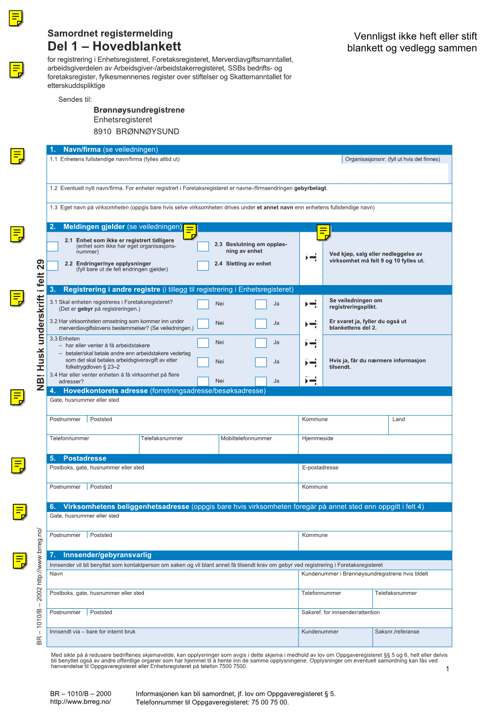 Samordnet Registermelding Del 1