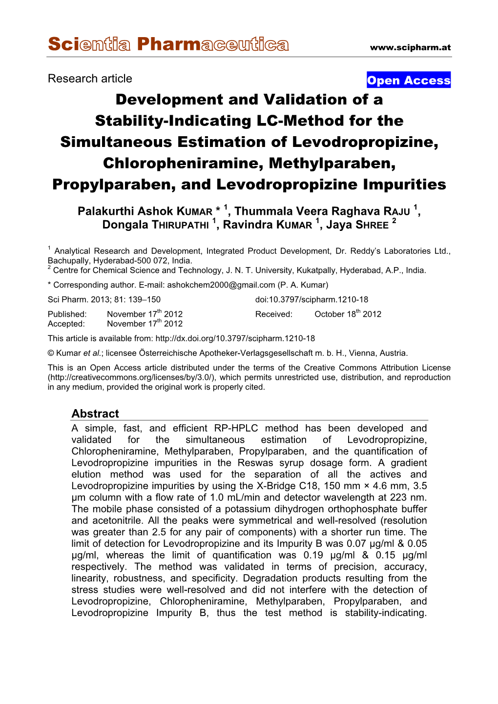 Development and Validation of a Stability-Indicating LC-Method For