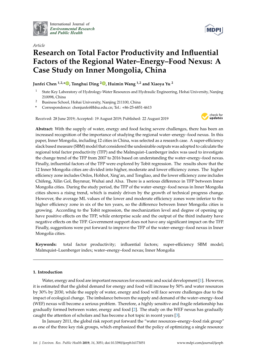 Research on Total Factor Productivity and Influential