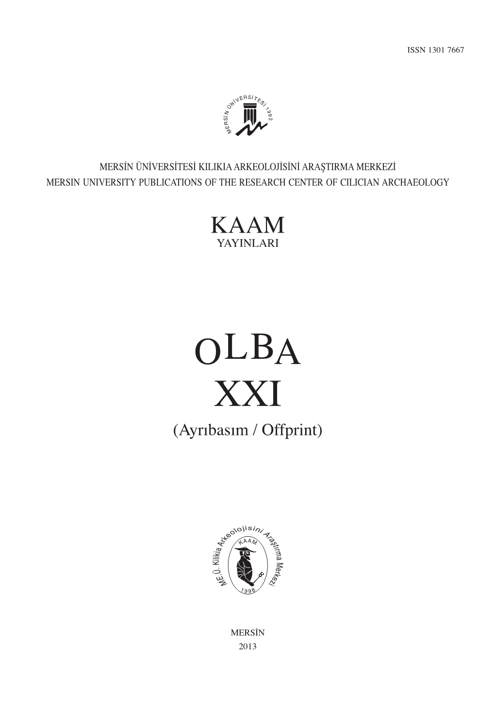 OLBA XXI (Ayrıbasım / Offprint)