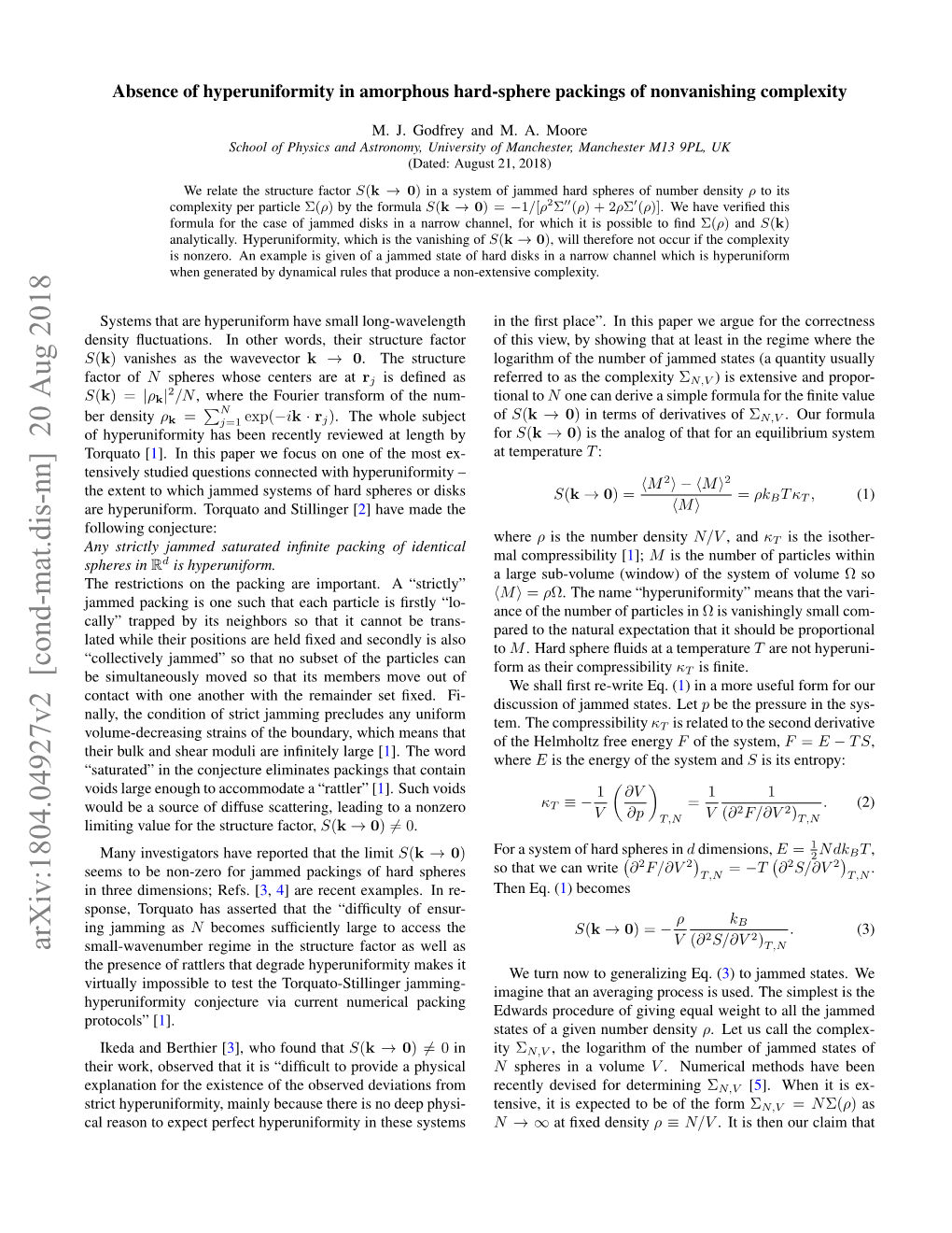 Arxiv:1804.04927V2 [Cond-Mat.Dis-Nn] 20 Aug 2018