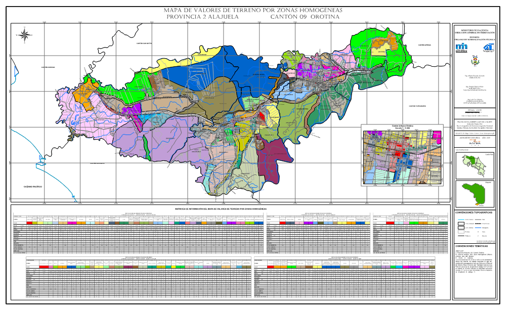 Mapa De Valores De Terreno Por Zonas Homogéneas Provincia 2 Alajuela Cantón 09 Orotina