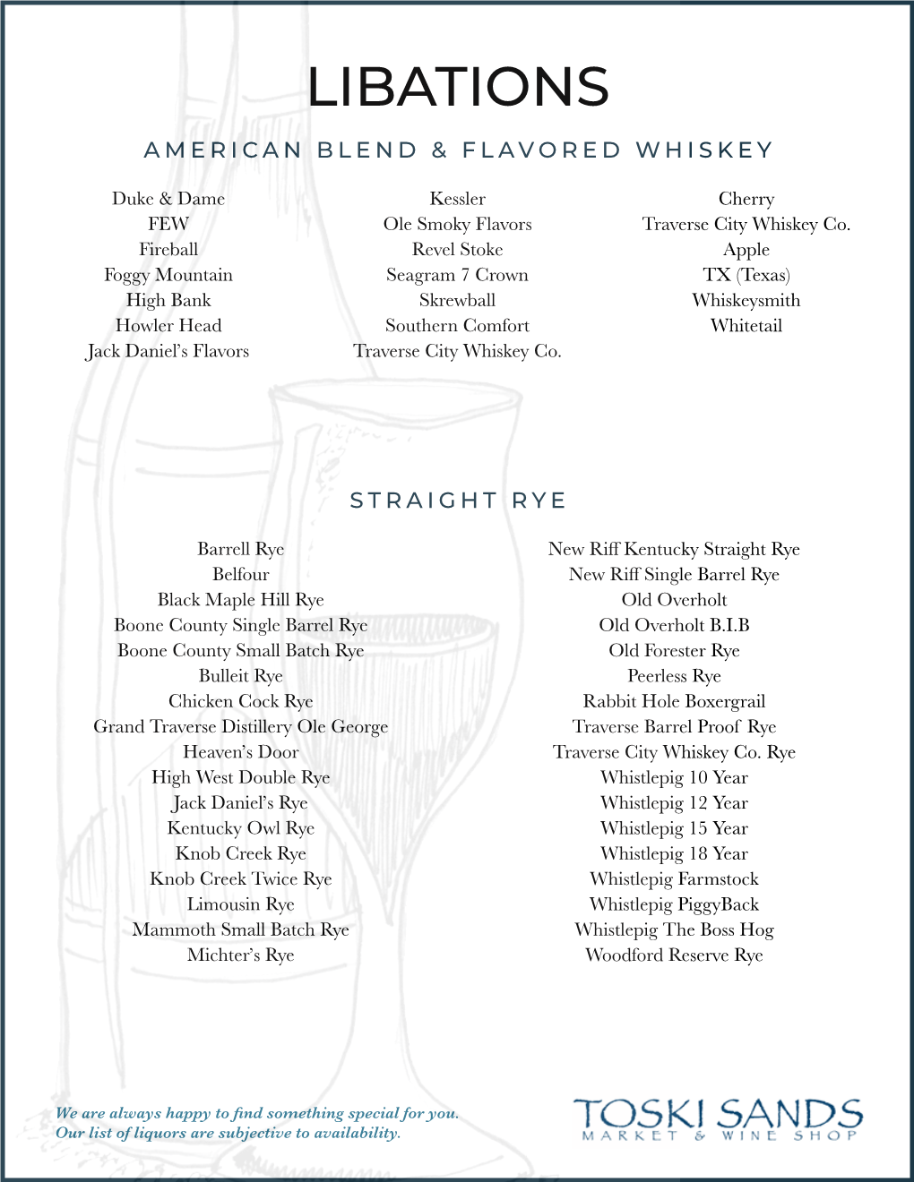 Libations American Blend & Flavored Whiskey