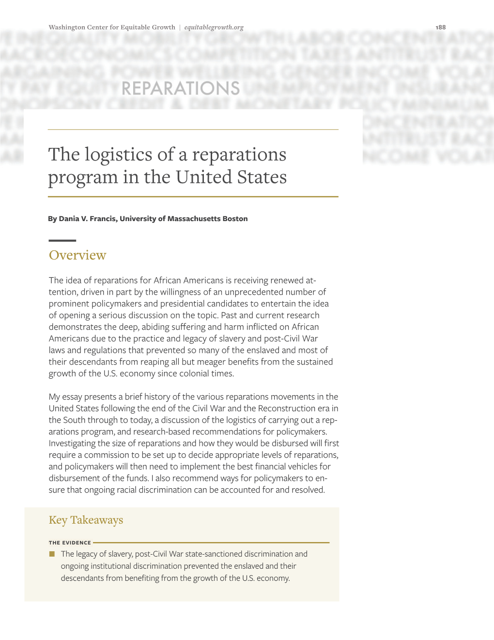 The Logistics of a Reparations Program in the United States