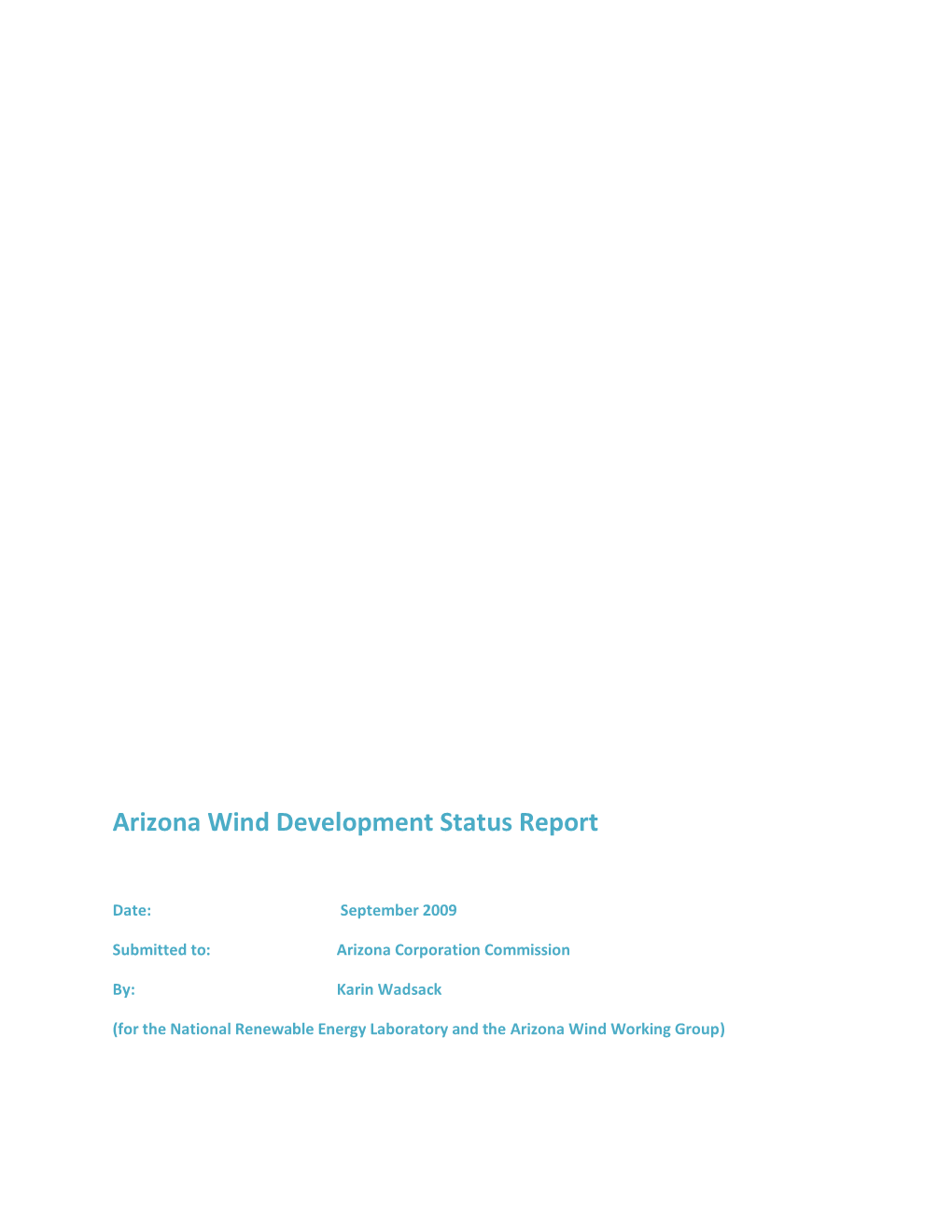Arizona Wind Development Status Report