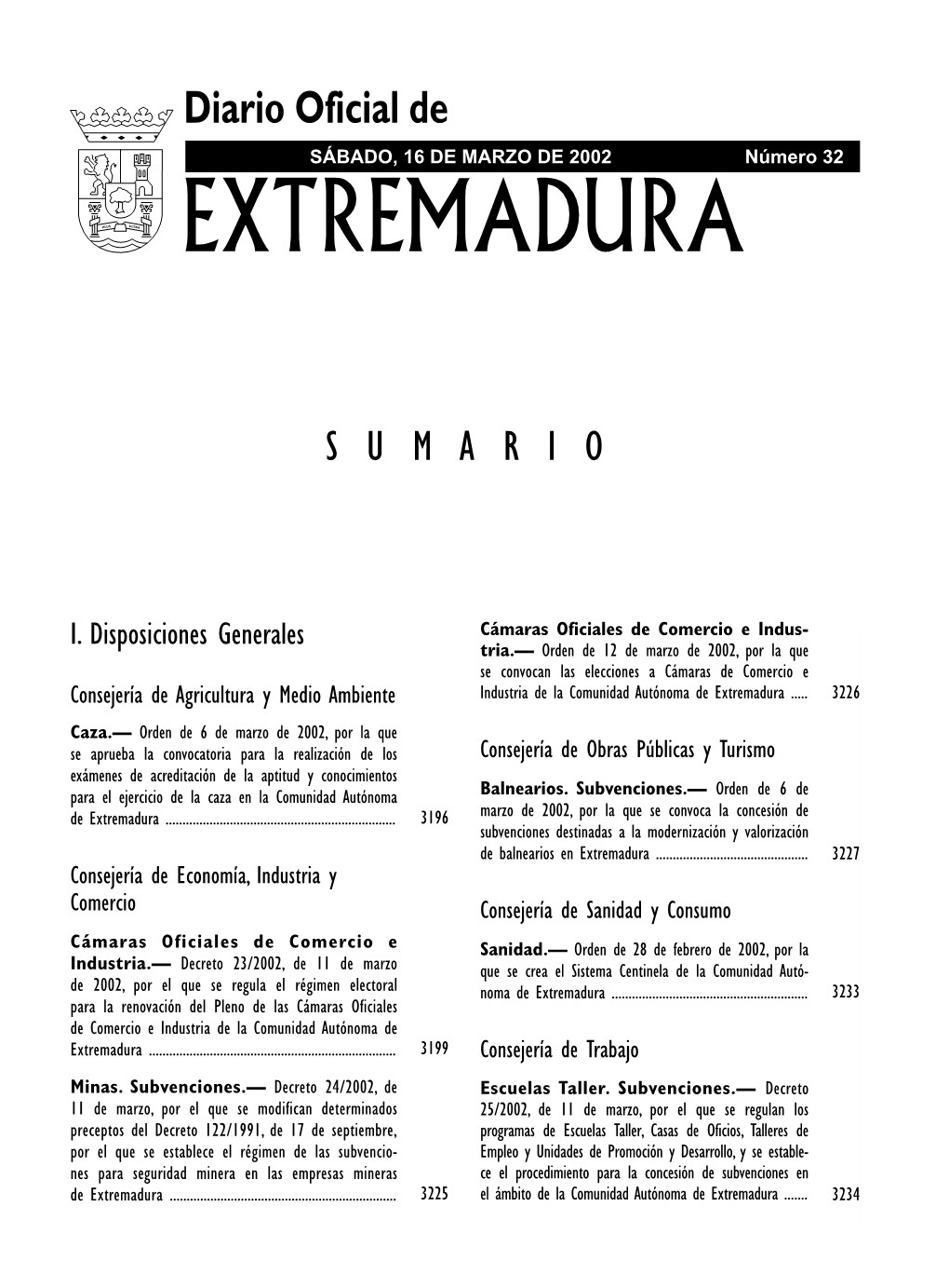 Diario Oficial De SÁBADO, 16 DE MARZO DE 2002 Número 32