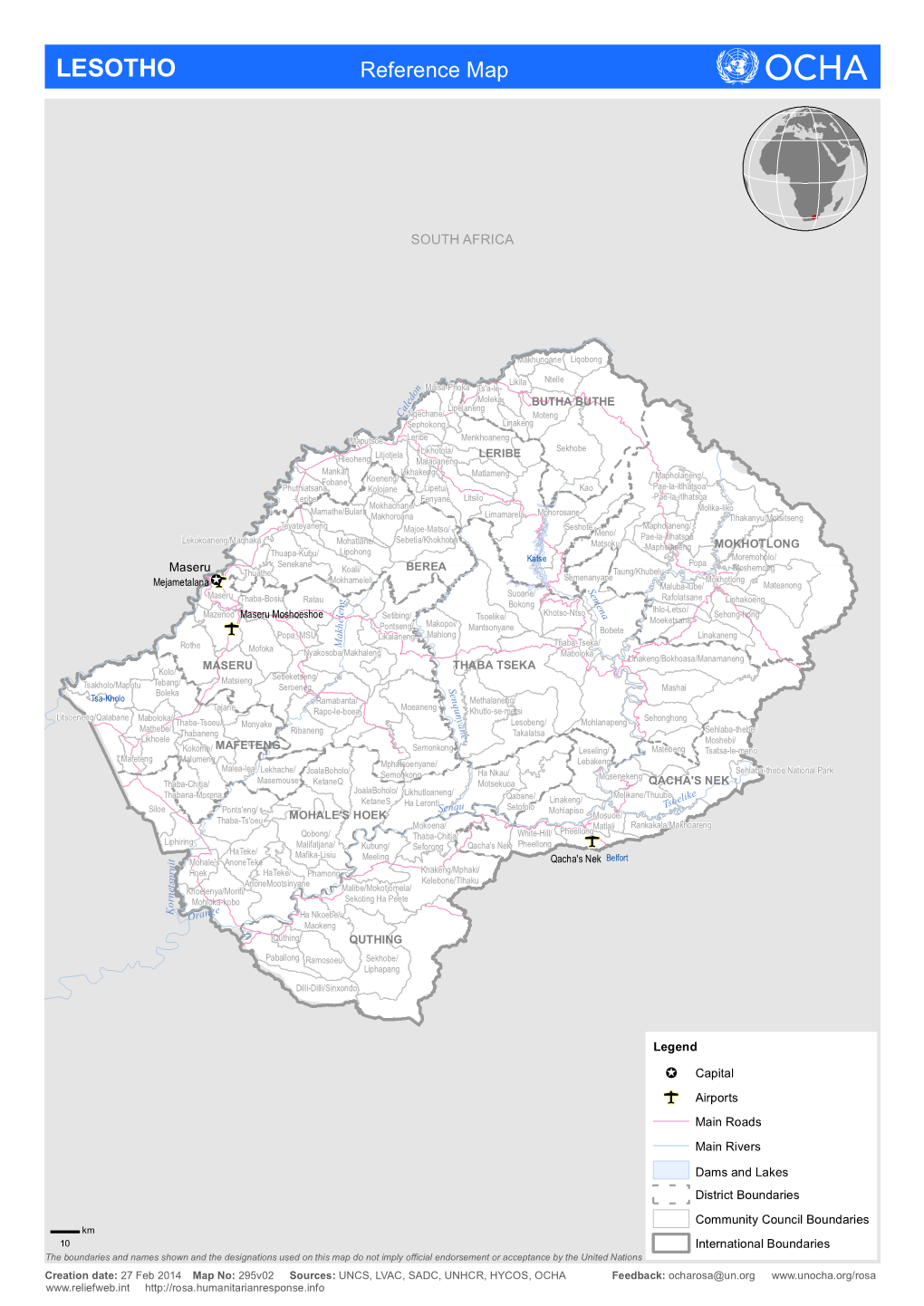 LESOTHO Reference Map