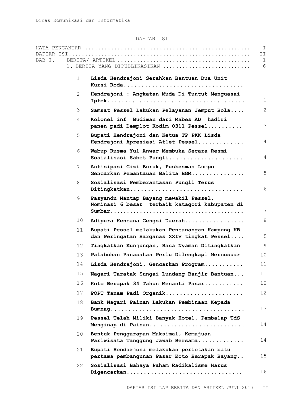 Daftar Isi Kata Pengantar