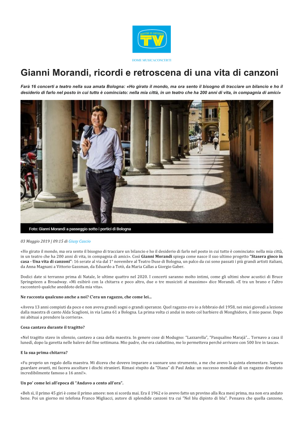 Gianni Morandi, Ricordi E Retroscena Di Una Vita Di Canzoni
