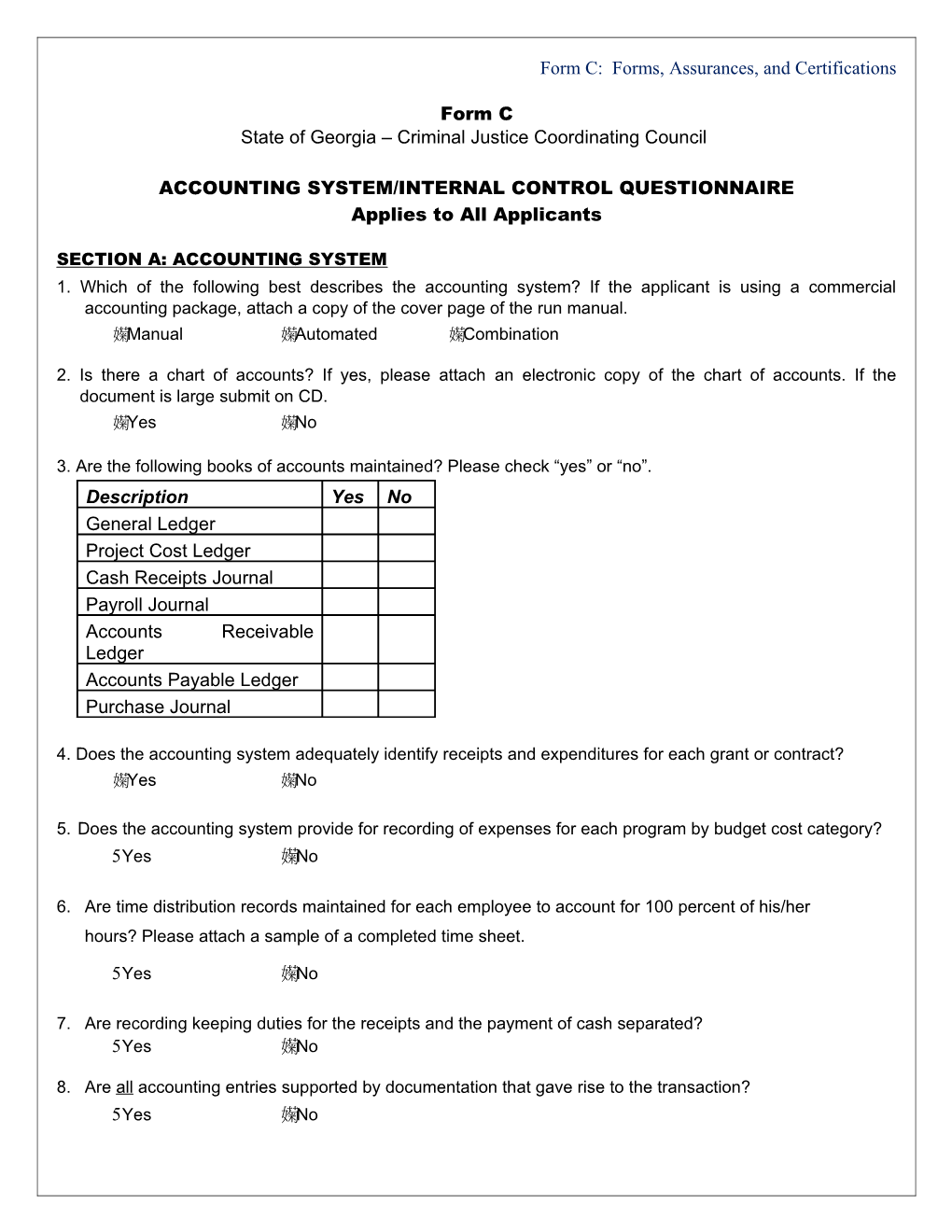 Form C: Forms, Assurances, and Certifications