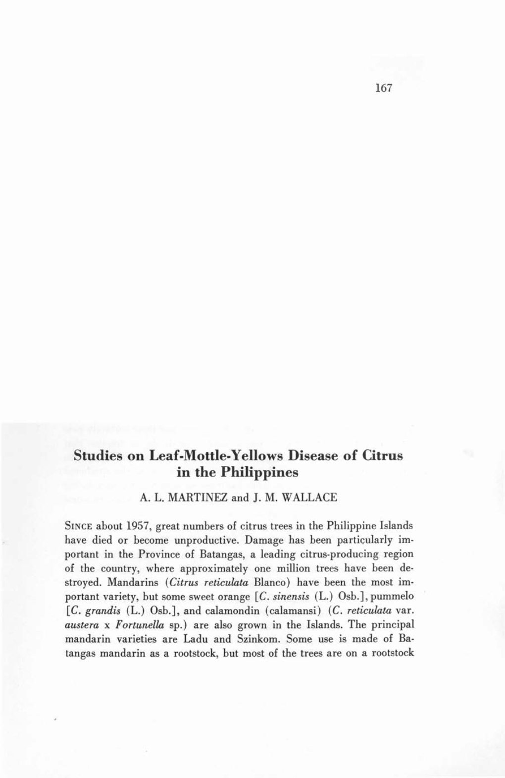 Studies on Leaf-Mottle-Yellows Disease of Citrus in the Philippines