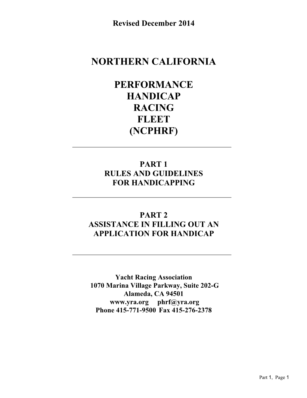 Northern California Performance Handicap