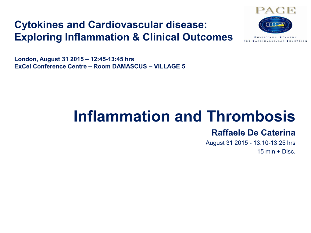 Lecture 2 Dr De Caterina Inflammation and Thrombosis.Pdf