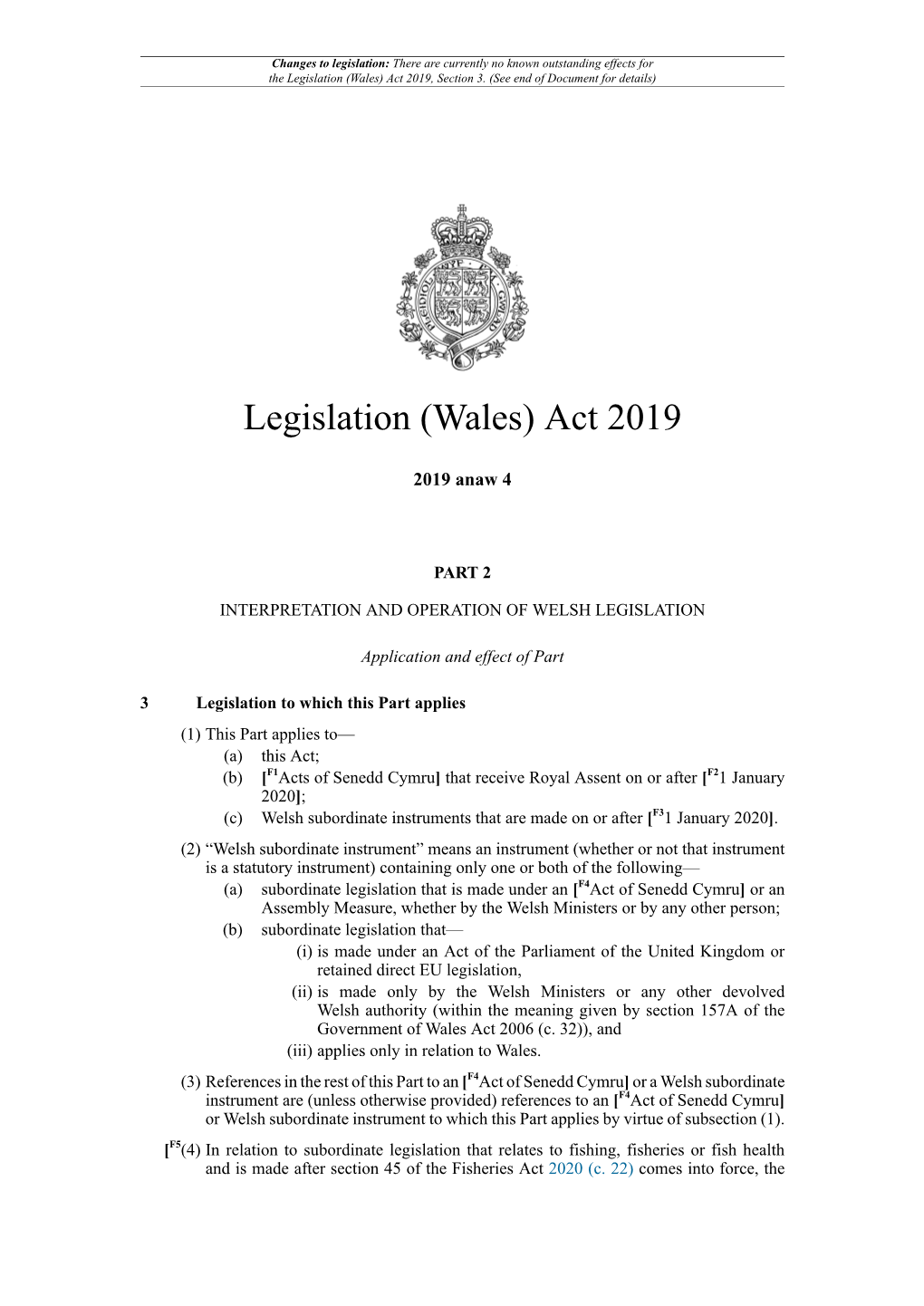 Legislation (Wales) Act 2019, Section 3