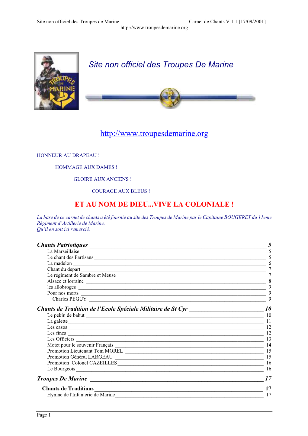 Site Non Officiel Des Troupes De Marine