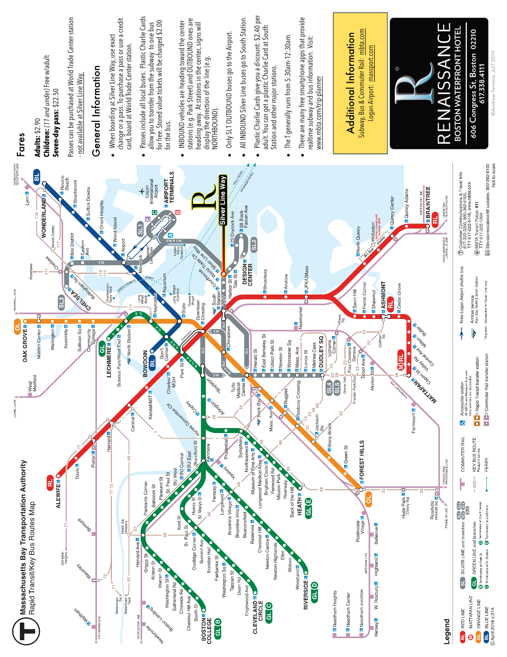 MBTA Map and Boxed Directions 2019