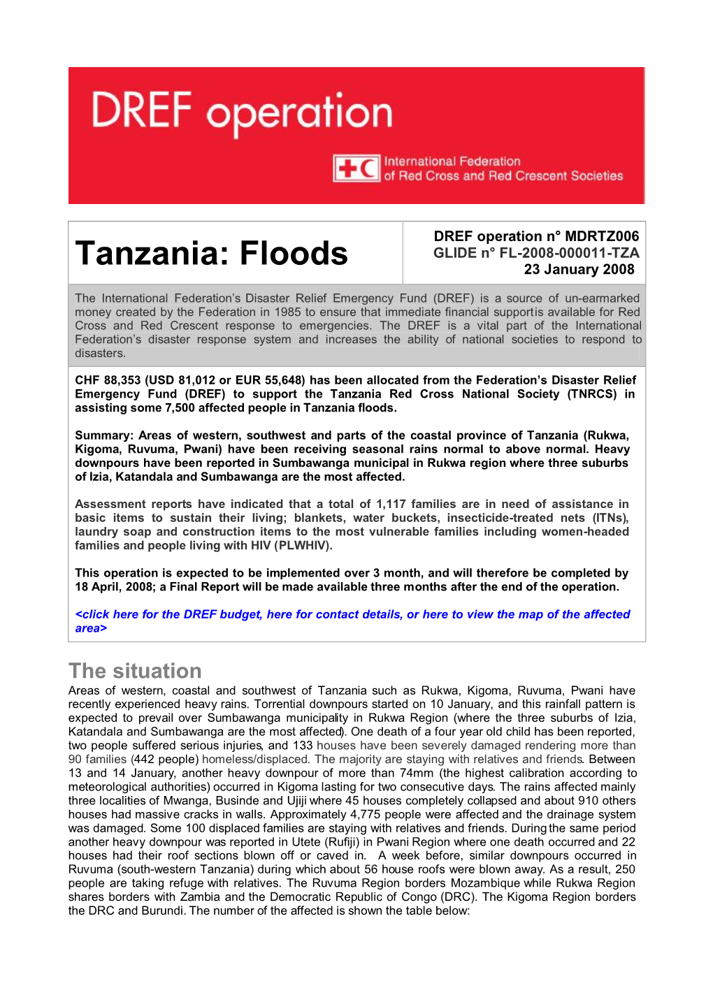 Tanzania: Floods 23 January 2008