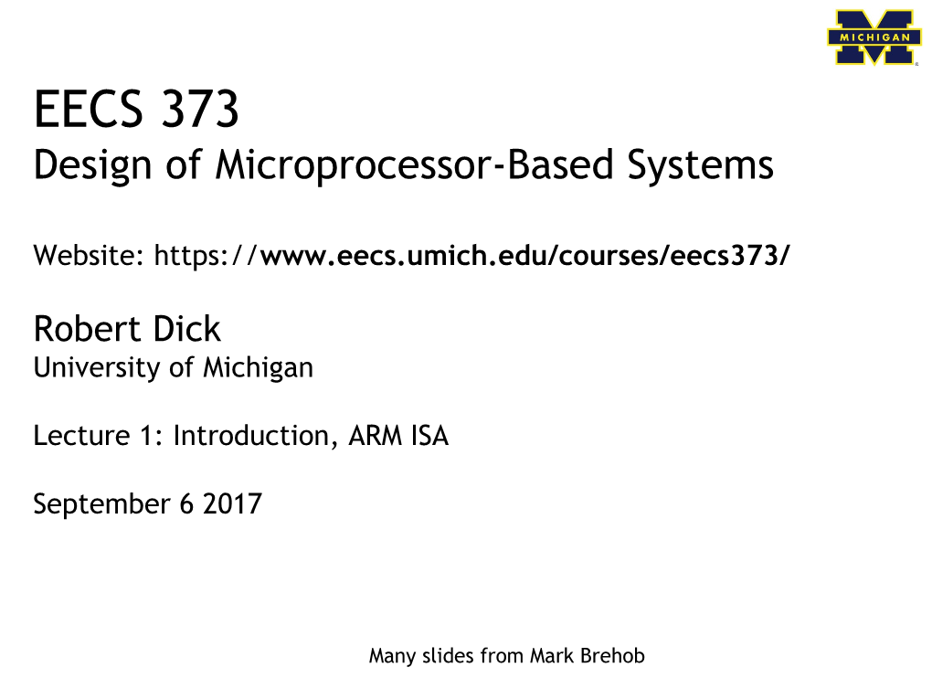 EECS 373 Design of Microprocessor-Based Systems