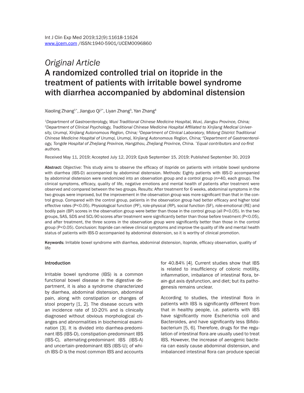 Original Article a Randomized Controlled Trial on Itopride in The