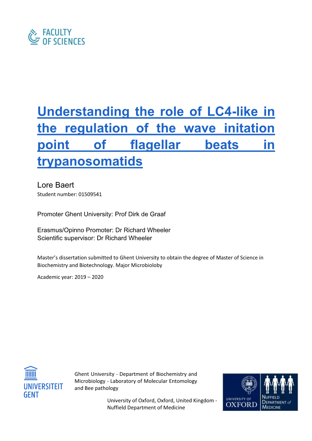 Understanding the Role of LC4-Like in the Regulation of the Wave Initation Point of Flagellar Beats in Trypanosomatids