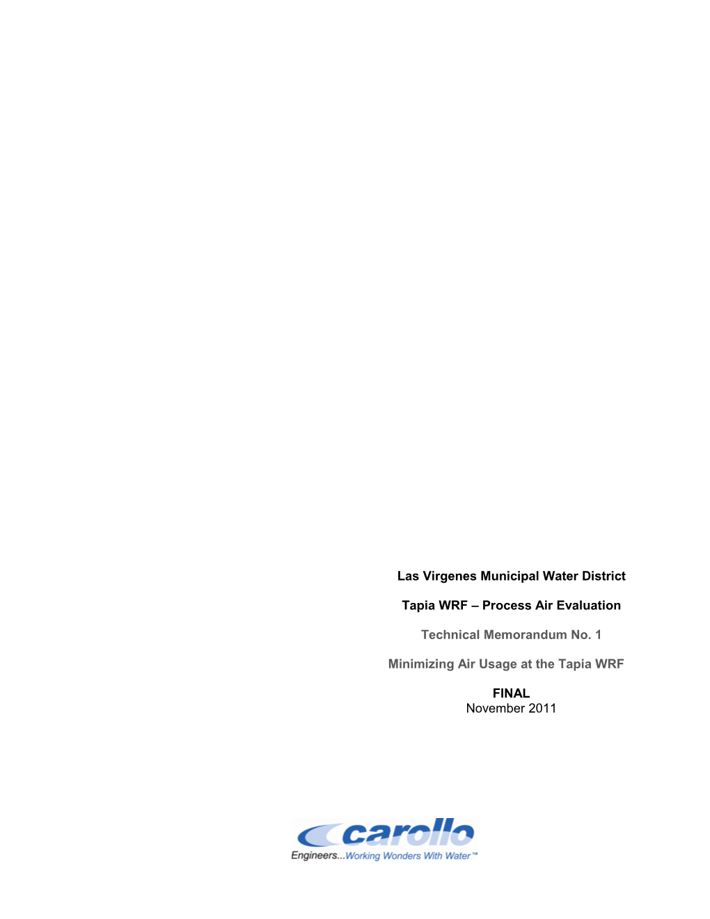 Process Air Evaluation Technical Memorandum No. 1 Minimizing Air