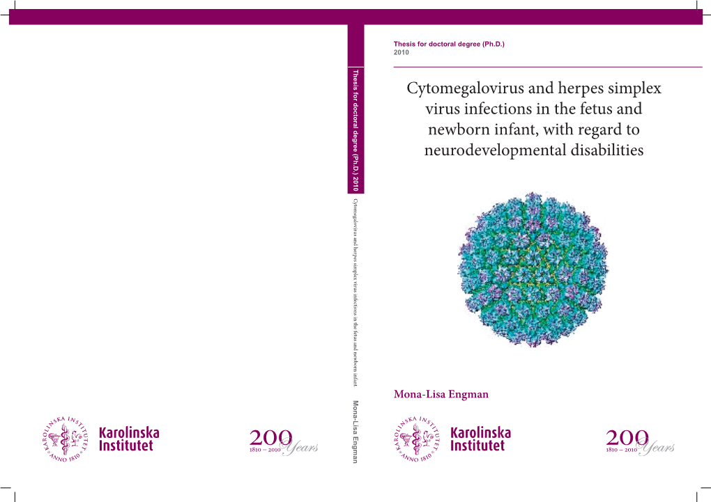 Cytomegalovirus and Herpes Simplex Virus Infections in the Fetus And