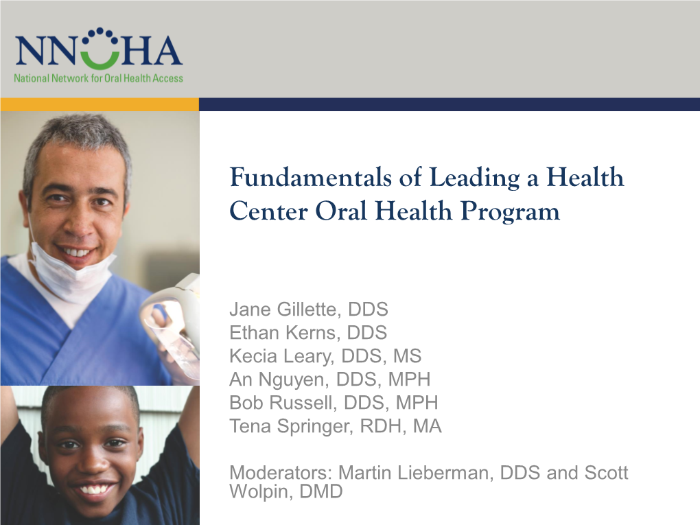 Fundamentals of Leading a Health Center Oral Health Program