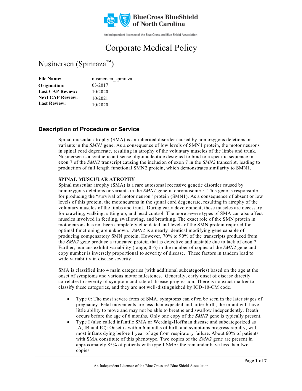 Corporate Medical Policy