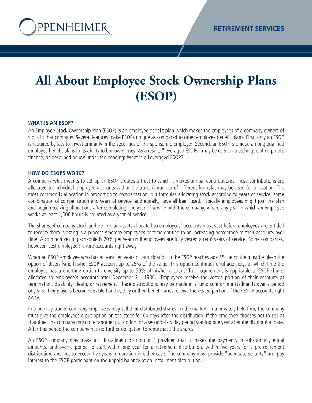 18-RET-47 All About Employee Stock Ownership Plans