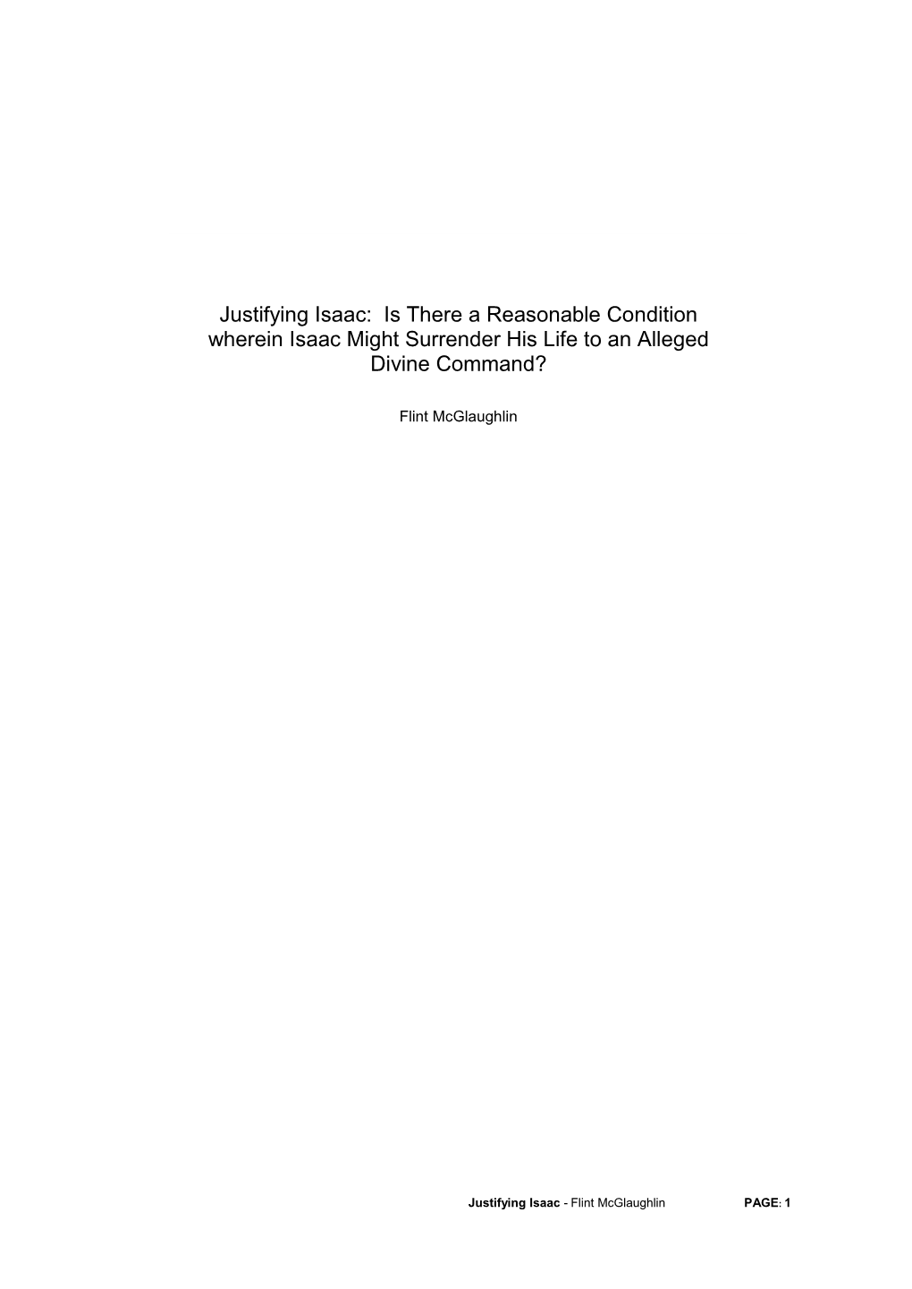 Is There a Reasonable Condition Wherein Isaac Might Surrender His Life to an Alleged Divine Command?