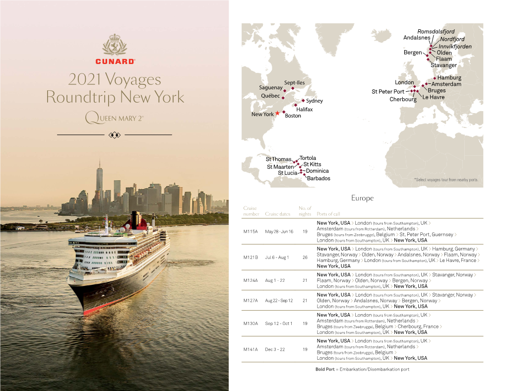 2021 Voyages Roundtrip New York