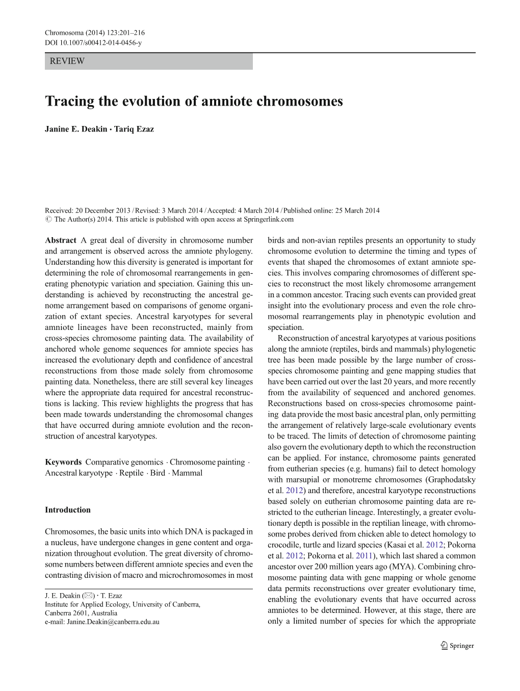 Tracing the Evolution of Amniote Chromosomes